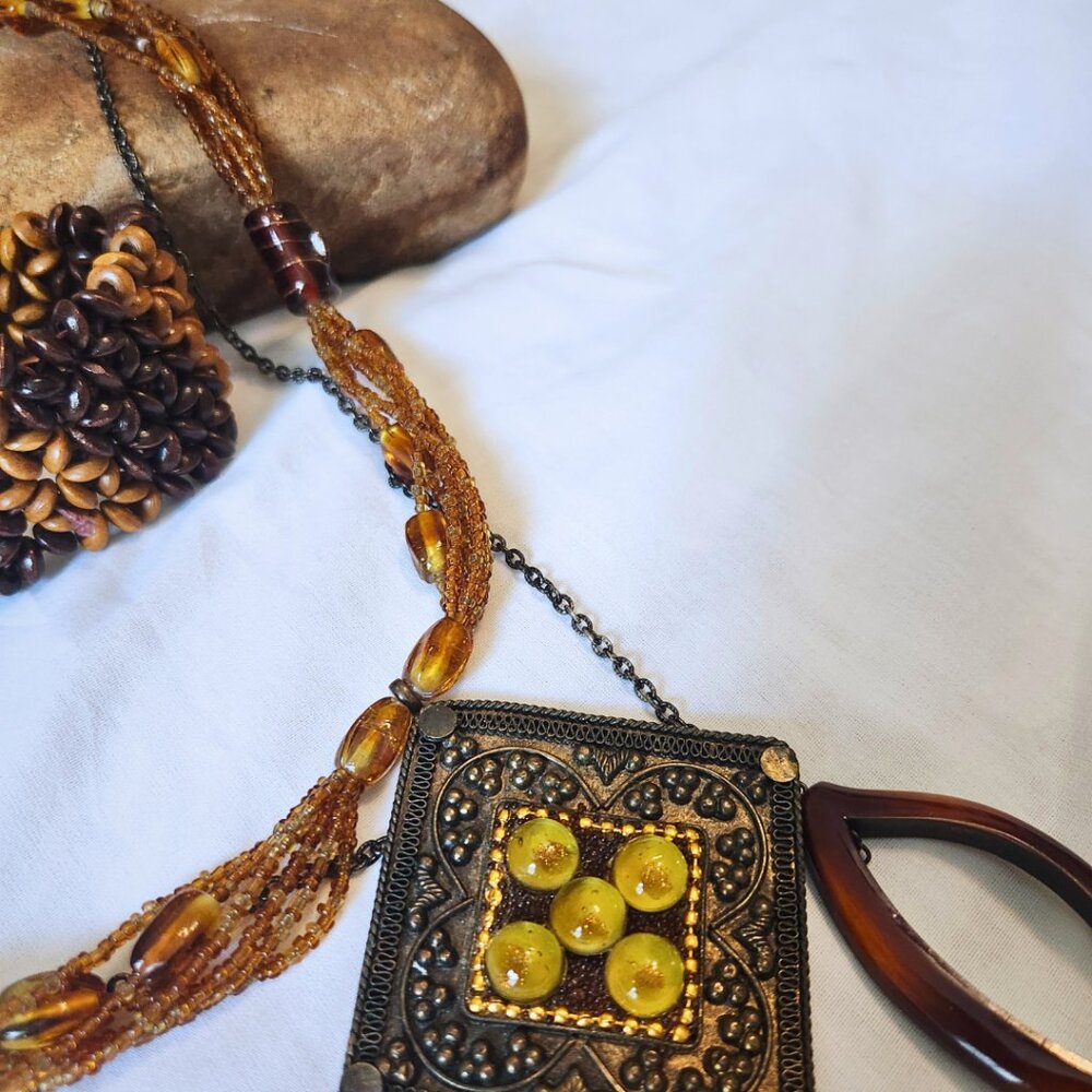 Vintage Whimsigoth Jewelry Set | Artisan Brass & Wood Collection